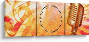 Obraz - Mikrofon retro (z zegarem) (90x30 cm)