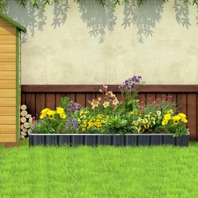 Outsunny Stalowa Podwyższona Donica w Kształcie T Ciemnoszara 258x90x30cm DIY Łóżko Ogrodowe dla Roślin | Aosom PL