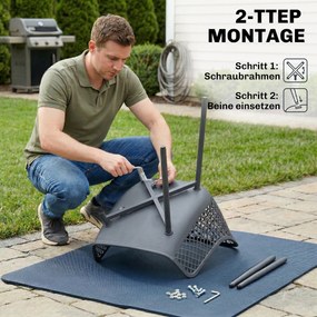 Outsunny Zestaw 4 krzeseł ogrodowych odporne na UV z tworzywa, z podłokietnikami i oparciami, 56 x 51 x 84 cm, ciemnoszare | Aosom PL