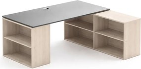 Biurko z przestrzenią do przechowywania BLOCK B01, 180 × 160 cm, dąb naturalny/grafit
