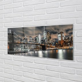 Panel szklany do Kuchni Nocny Pejzaż Miejski z Mostem