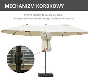 Outsunny podwójny parasol z podstawą, kremowy, 4,6 x 2,7 cm