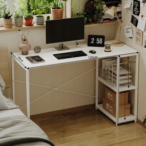 Biurko komputerowe stolik loft białe nowoczesne z półkami industrialne