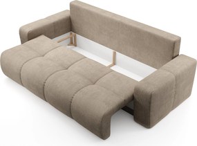 Masseno Sofa DUCA z funkcją spania i pojemnikiem na pościel, Rozkładana sofa - Szary, FLOW 01