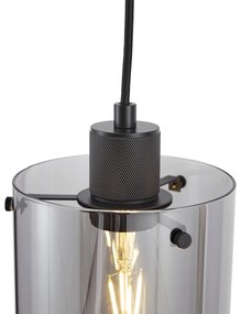 Designerska lampa wisząca czarna z przydymionym szkłem - Domo Oswietlenie wewnetrzne