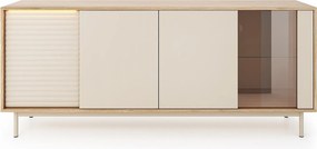 MINIO go for it, Komoda LITA 2 z przeszkleniem, z oświetleniem LED, dąb olejowany/kaszmir