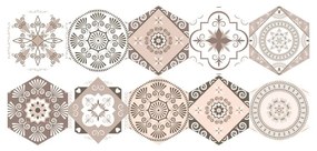 Zestaw 10 naklejek na podłogę Ambiance Floor Stickers Hexagons Cornalina, 40x90 cm