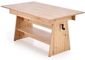Rozkładany ławo-stół, podnoszony blat, dąb artisan 120-160/70/61-72 ERIKA