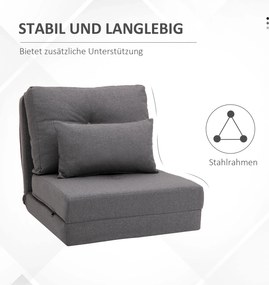 HOMCOM Materac składany 2 w 1 z poduszką wielofunkcyjny do spania ciemnoszary 60x80x56 cm | Aosom PL