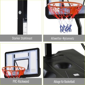 HOMCOM mobilny stojak do koszykówki kosz do koszykówki ze stojakiem