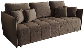 Brązowa welurowa sofa rozkładana W3-T93