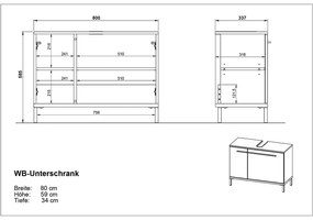 Szarobeżowa szafka pod umywalkę w dekorze orzecha 80x59 cm Yonkers – Germania