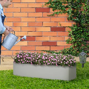 Outsunny Skrzynka do Sadzenia Stalowa z Otworem Drenażowym na Balkon Długa Szara 91x22x22cm | Aosom PL