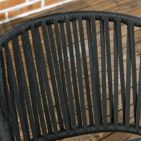 Outsunny Krzesła Ogrodowe, 2 szt., Design Boho, Poduszki na Siedzisko i Oparcie, Wygodna Powierzchnia Siedziska, Rama Metalowa, Czarny