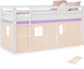 Łóżko piętrowe 90x200 cm Fioletowy Brzoskwinia, łóżko piętrowe typu antresola