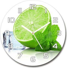 Zegar szklany okrągły Limonka z lodem