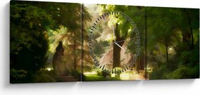 Obraz parku (z zegarem) (90x30 cm)
