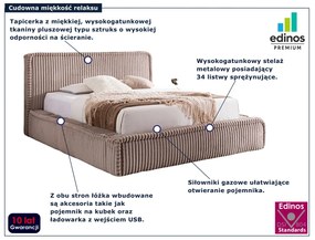Jasnobrązowe łóżko tapicerowane 5 rozmiarów - Cordelio