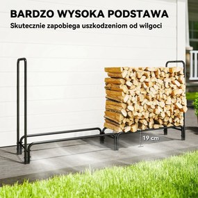 Outsunny Stojak na drewno kominkowe, 0,6 m³, z pokrywą, malowany proszkowo metal, do 200 kg, Czarny/Ciemnozielony