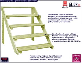 Półka na rośliny z impregnowanej sosny - Vimera