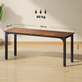 HOMCOM Biurko, biurko komputerowe, rustykalny design, dużo miejsca, płyta wiórowa, brązowy