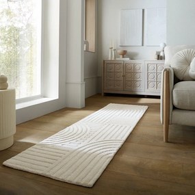 Wełniany chodnik tkany ręcznie w kolorze kości słoniowej 60x230 cm Zen Garden – Flair Rugs