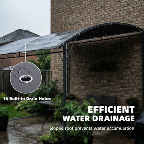 Outsunny Pergola przylegająca z metalową ramą i wodoodpornym dachem, montowana na ścianie, odporna na warunki pogodowe, 2,86 x 3,84 x 2,52 m, szara | Aosom PL