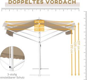Outsunny markiza stojąca markiza ogrodowa ze składanym ramieniem taras beżowy 3x3 m