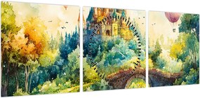 Obraz - Baśniowy zamek (z zegarem) (90x30 cm)
