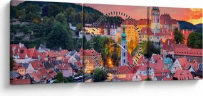 Obraz - Český Krumlov (z zegarem) (90x30 cm)