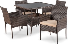 Zestaw mebli ogrodowych dla 4 osób Moreno - stół 90x90 i 4 krzesła, brązowy technorattan
