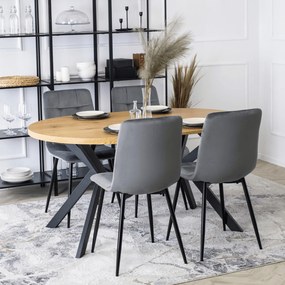 Stół Okrągły Rozkładany LUKAS 100-250 cm Dąb Złoty Nowoczesny Loft