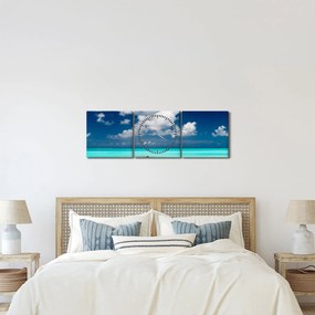 Obraz - Tropikalna plaża (z zegarem) (90x30 cm)