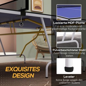 SPORTNOW Stół tenisowy składany z akcesoriami rakietki piłki siatka niebieski 274x152x76 cm | Aosom PL