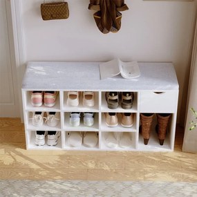 Szafka na buty z siedziskiem loft biała ławka przedpokój nowoczesna