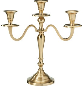 Metalowy świecznik 3-ramienny 29x10x30 cm, złoty, dekor 1