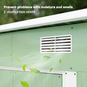 Outsunny Metalowy Schowek 2,3 m² 207 x 130 x 182 cm z Dachem Pultowym Oknem Fundamentem Drzwi Przesuwnymi Zielony