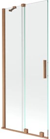 Mexen Velar parawan nawannowy 2-skrzydłowy rozsuwany 85 x 150 cm, transparent, miedź szczotkowana - 896-085-000-01-65