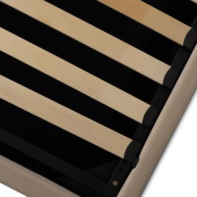 Łóżko Tapicerowane 180x200 cm MARSYLIA ze Stelażem i Pojemnikiem Dwuosobowe Sztruksowe Beżowe