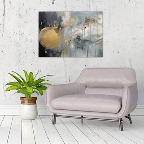 Obraz - Abstrakcja ze złotą kulą (70x50 cm)