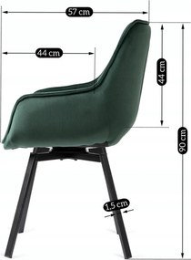 Krzesło Tapicerowane Obrotowe do Salonu LUNA Zielone Welurowe Nowoczesne Loft