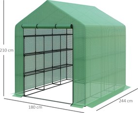 Outsunny szklarnia z półkami idealna na pomidory i inne rośliny skrzynia inspektowa duża 244x182x213cm | Aosom PL