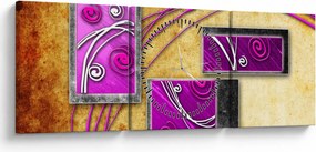 Obraz abstrakcji (z zegarem) (90x30 cm)