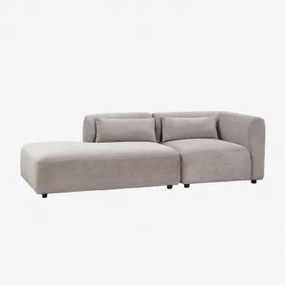 Sofa Modułowy Narożny 2-częściowy Z Lewym Szezlongiem Fogler Sztruks Jasny Szary Taupe - Sklum