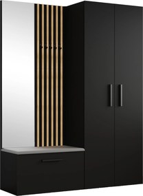 Masseno Garderoba MODULO 160,6/204/40 cm do Przedpokoju Nowoczesna Czarna