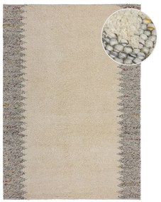 Szaro-kremowy dywan z mieszanki wełny tkany ręcznie 120x170 cm Minerals Border – Flair Rugs