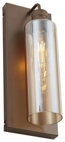Lampa ścienna w stylu Hotel Chic ciemny brąz z bursztynowym szkłem - StavelotElegancki hotelowy Oswietlenie wewnetrzne