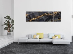 Obraz - Czarny - złoty dekor (170x50 cm)
