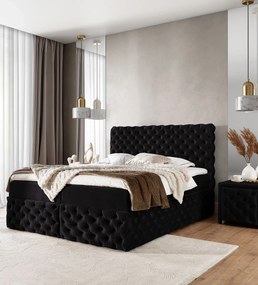 Czarne welurowe łóżko pikowane 5 rozmiarów N2-B94