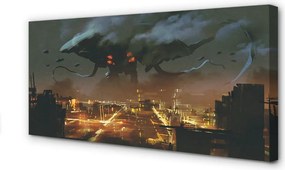 Duży obraz na płótnie Potwór w Mieście Nocą